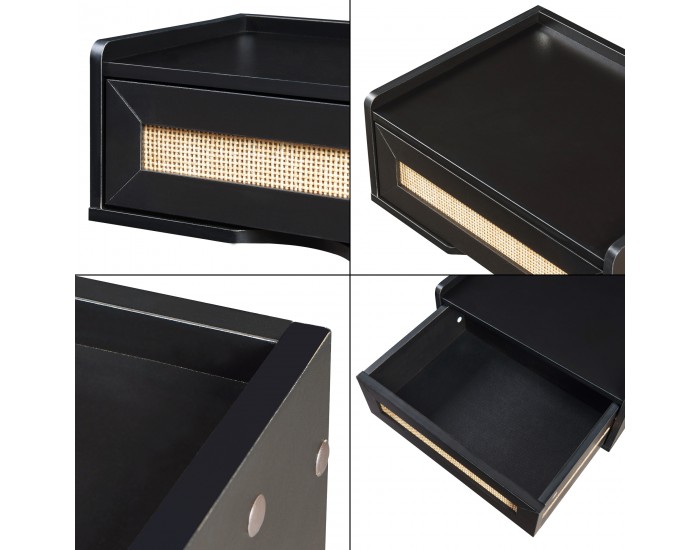 Стенен рафт Ljuredsø с чекмедже 40x30x16,5 см черен []