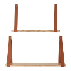 Комплект стенен рафт Utsira 48/60 x 20 x 30 см, 2 части, вид дъб/кафяв [] - Дневна