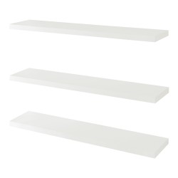 Стенни рафтове Stranda от 3 бр., 100x20x4 см, бели [] - Дневна