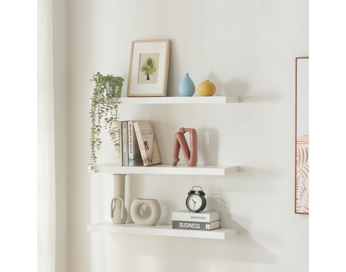 Стенни рафтове Stranda от 3 бр., 80x20x4 см, бели []