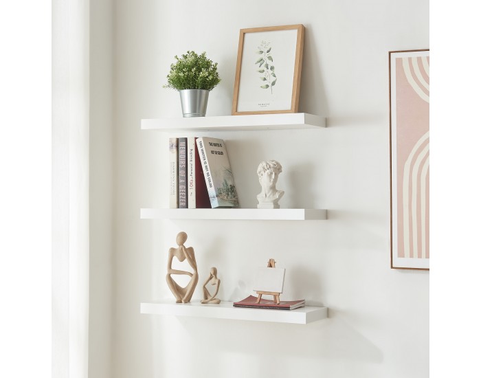 Стенни рафтове Stranda от 3 бр., 60x20x4 см, бели []