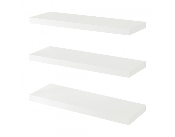 Стенни рафтове Stranda от 3 бр., 60x20x4 см, бели []