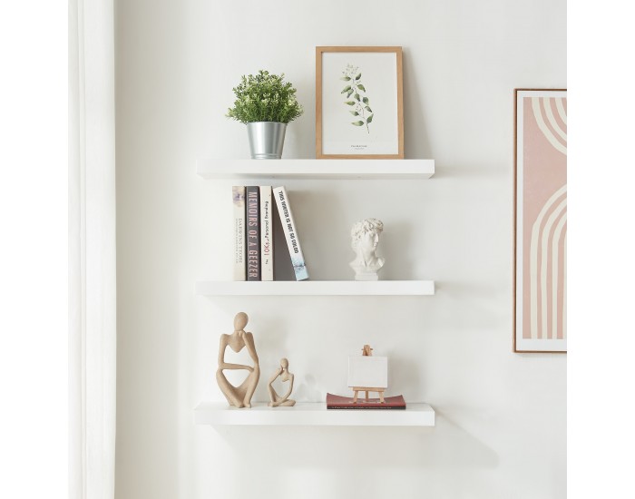 Стенни рафтове Stranda от 3 бр., 60x20x4 см, бели []