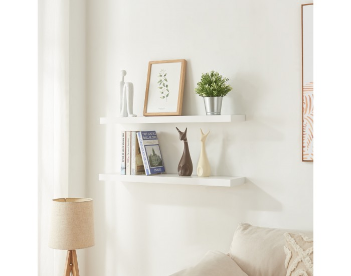 Стенни рафтове Stranda от 2 бр., 80x20x4 см, бели []