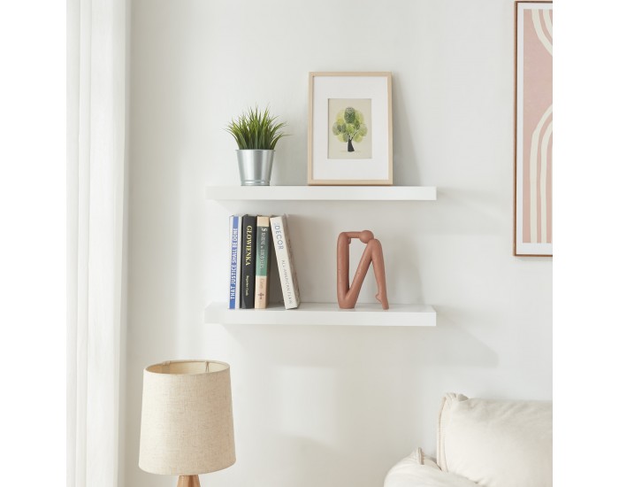 Комплект стенни рафтове Stranda от 2 бр., 60x20x4 см, бял []