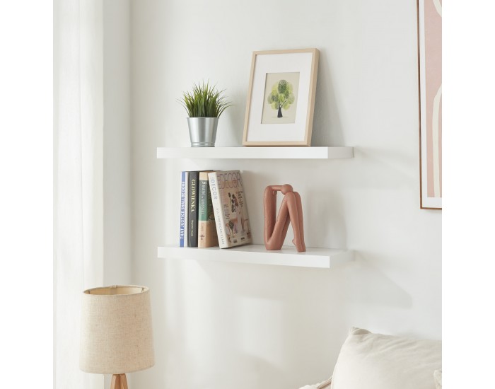 Комплект стенни рафтове Stranda от 2 бр., 60x20x4 см, бял []