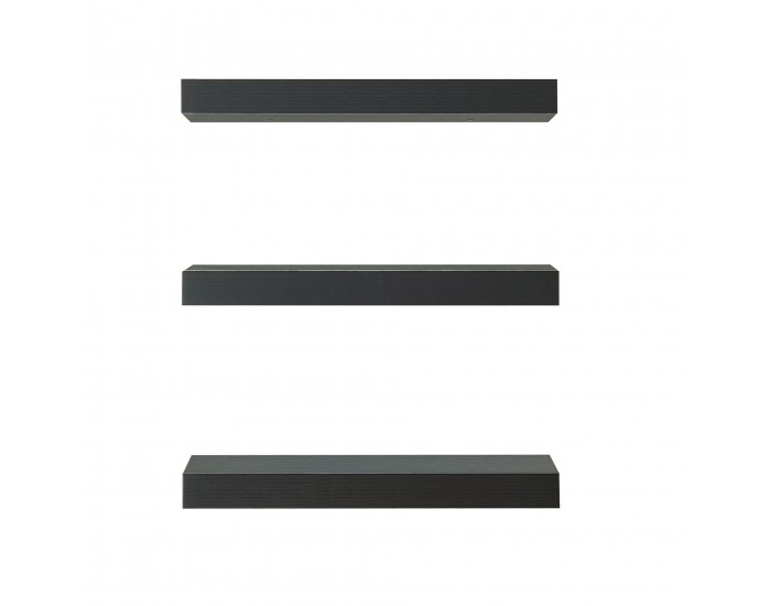 Стенни рафтове Stranda от 3 броя, 38x17x4 см, черни []