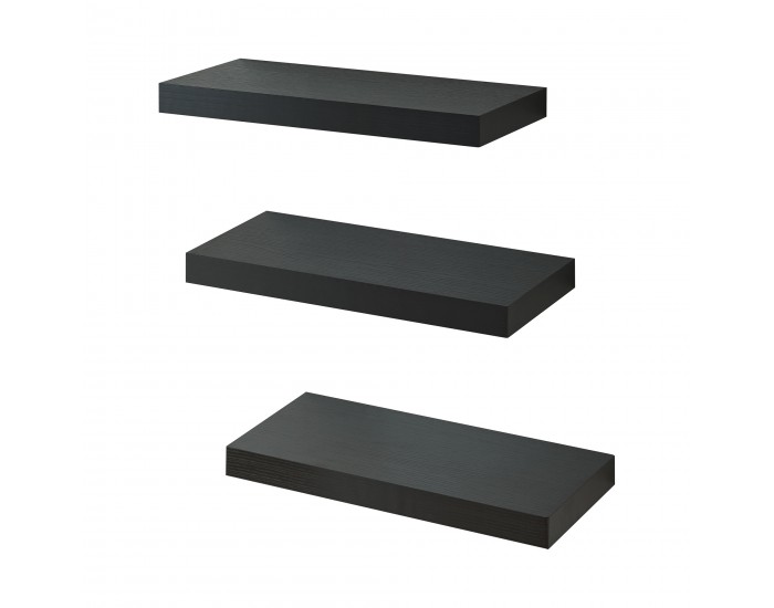 Стенни рафтове Stranda от 3 броя, 38x17x4 см, черни []