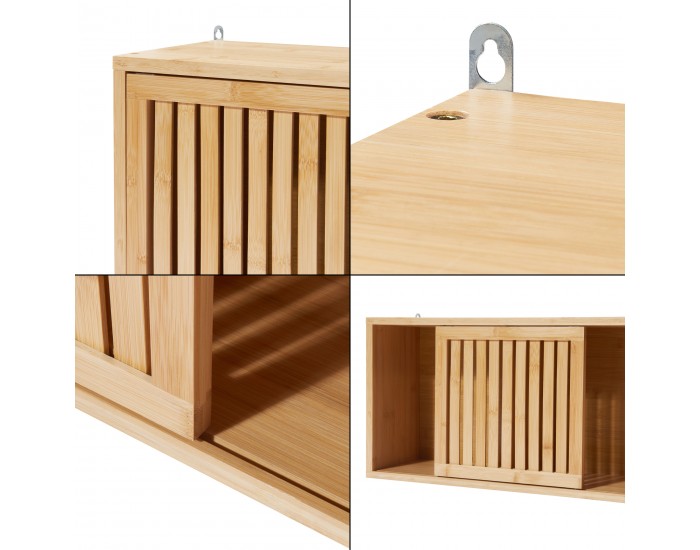 Стенен рафт Ypäjä 93x20x33 см бамбук []