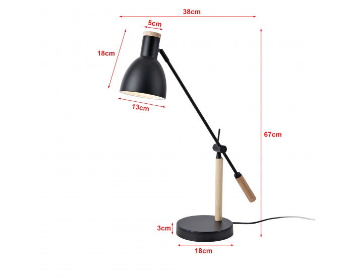 Настолна лампа Watford черна / дървесен цвят []