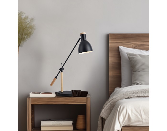 Настолна лампа Watford черна / дървесен цвят []