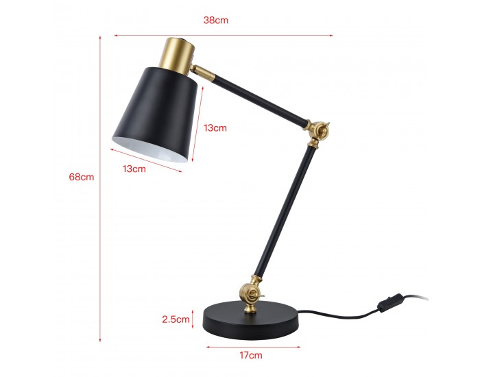 Настолна лампа Abergele черно / златисто []