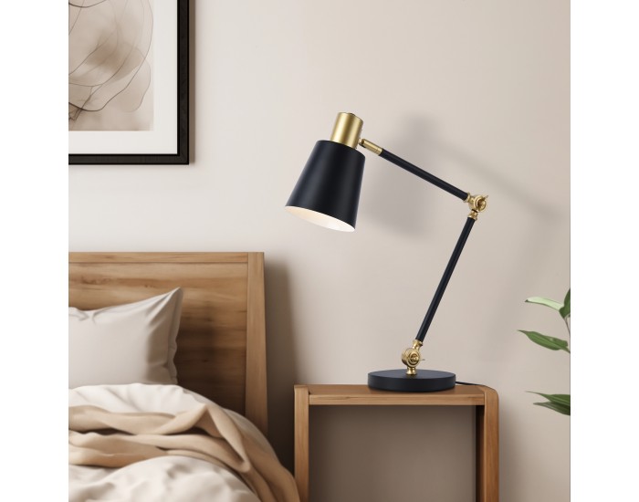 Настолна лампа Abergele черно / златисто []