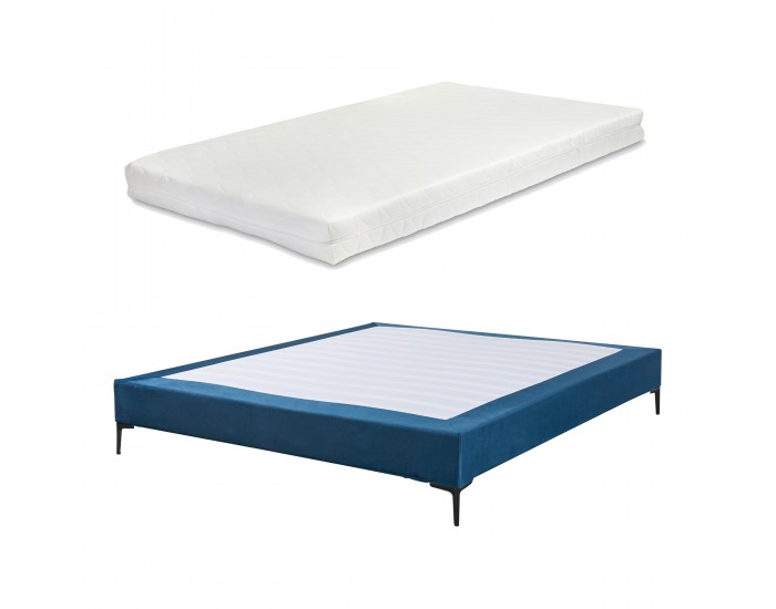 Двойно легло Lilla с матрак кадифе 180x200 см синьо []