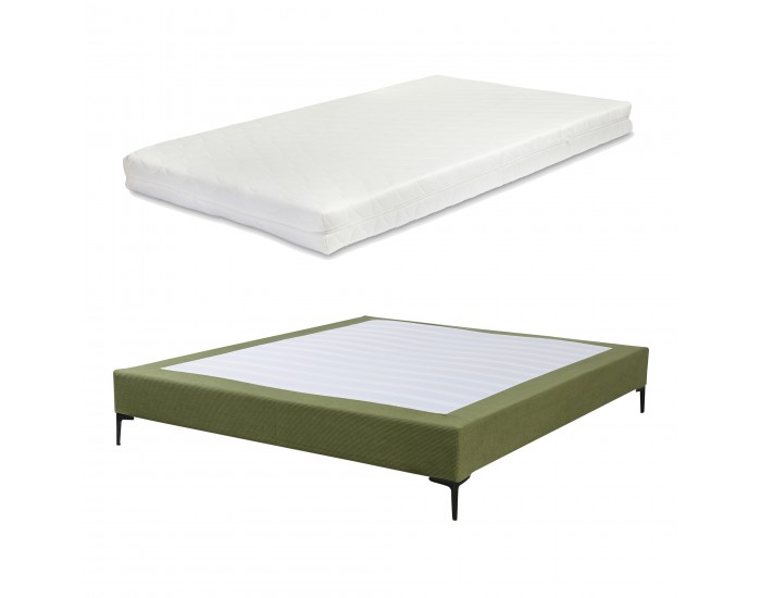 Двойно легло Lilla с матрак Корда 160x200 см Зелен []