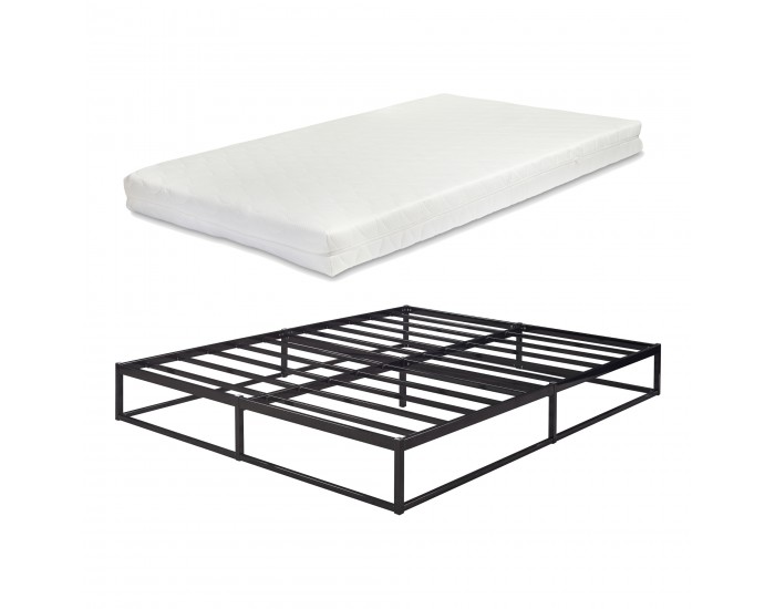 Метално легло Trerunta с матрак 160 х 200 см стоманено черно []