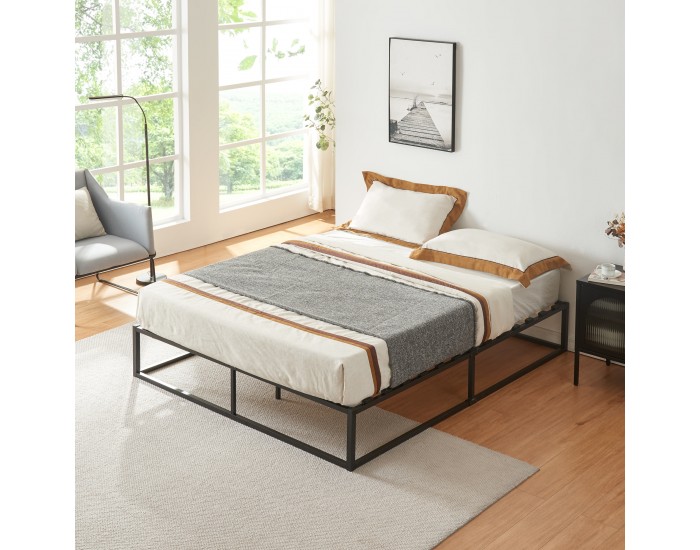 Метално легло Крит 160x200 см със студен дунапренов матрак Черен []