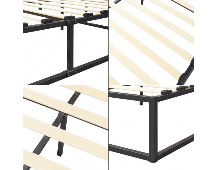 Метално легло Крит 160x200 см със студен дунапренов матрак Черен []