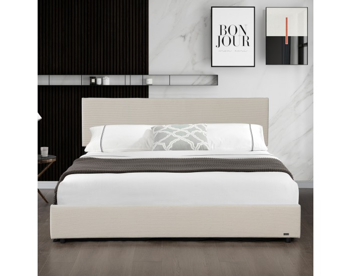 Тапицирано легло Juva с матрак и леглова кутия 160x200 см Beige Corium Тапицирано легло Juva с матрак и леглова кутия 160x200 см Beige Corium