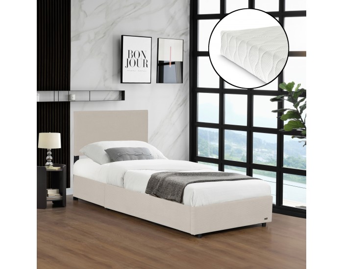 Тапицирано легло Juva с матрак и леглова кутия 90x200 см Beige Corium Тапицирано легло Juva с матрак и леглова кутия 90x200 см Beige Corium