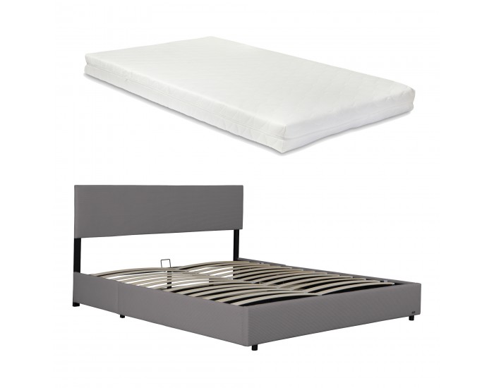 Тапицирано легло Juva с матрак и леглова кутия 140x200 см Grey Corium Тапицирано легло Juva с матрак и леглова кутия 140x200 см Grey Corium