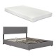 Тапицирано легло Juva с матрак и леглова кутия 140x200 см Grey Corium Тапицирано легло Juva с матрак и леглова кутия 140x200 см Grey Corium