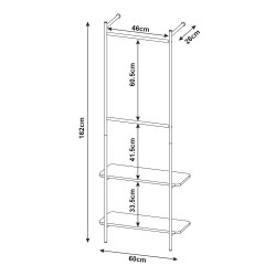 Стенно портманто Bremanger 162x60x26cm черно [] - Спалня