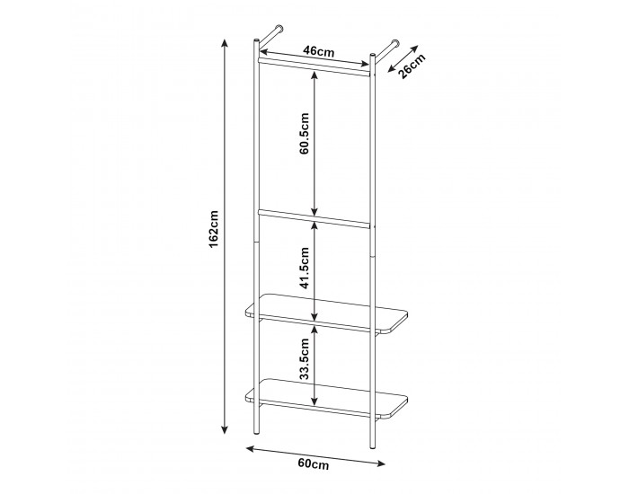 Стенно портманто Bremanger 162x60x26cm черно []