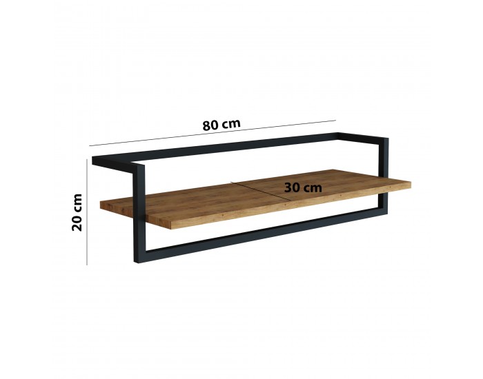 Стенна закачалка Evje 80x30x20cm дървесен цвят/черен []