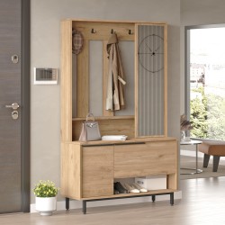 Компактен гардероб Vesanto 178x112x36 см дъб [] - Гардероби
