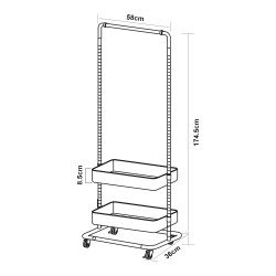 Подвижна закачалка Kumad 175x58x36 см Черен [] - Гардероби