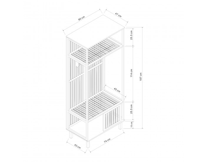 Поставка за палта Ypäjä 187x80x47 см бамбук []