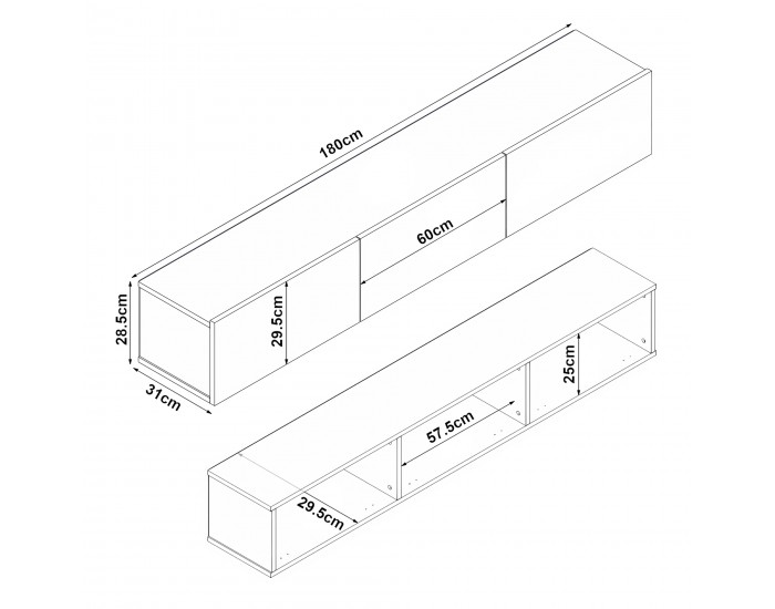 ТВ шкаф Вихти 180х31х29.5см дъб []