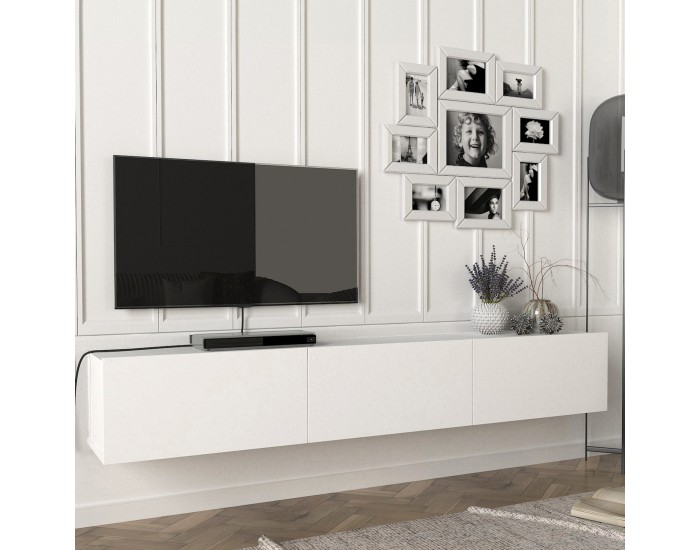 ТВ шкаф Вихти 180х31х29.5см Бял []