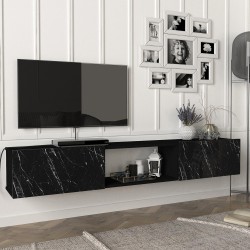 ТВ шкаф Paltamo 180x31x29.5см мрамор, черен [] - Sonata G