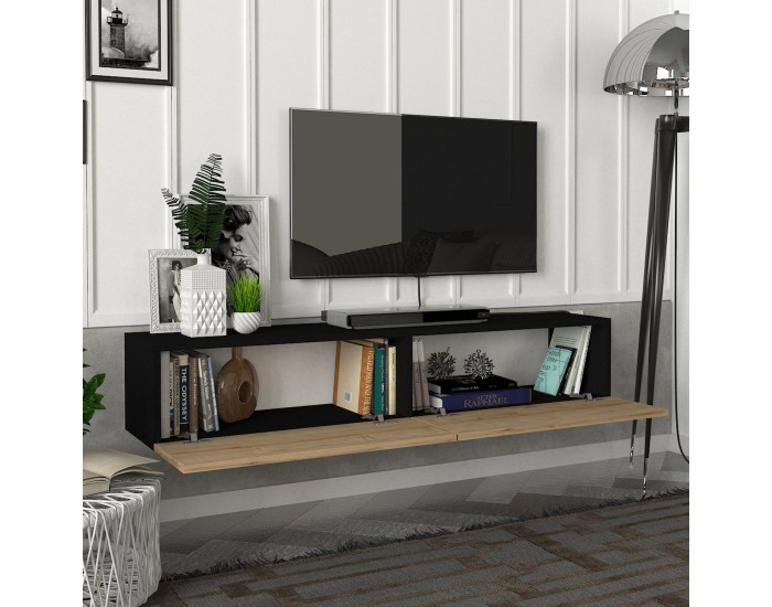 Toivakka ТВ шкаф 135x31x25см черен / дъб []