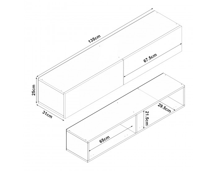 Toivakka ТВ шкаф 135x31x25см черен / дъб []