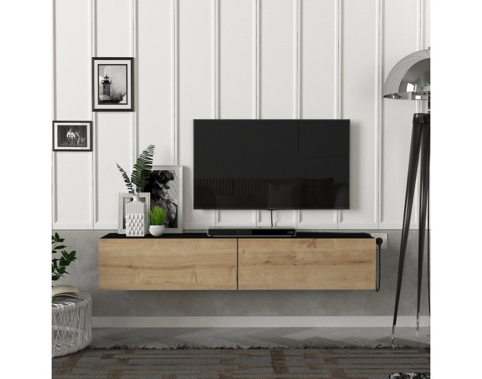 Toivakka ТВ шкаф 135x31x25см черен / дъб []