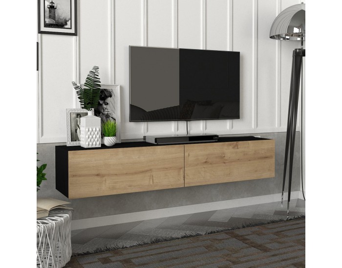 Toivakka ТВ шкаф 135x31x25см черен / дъб []