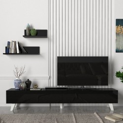 Saarijärvi ТВ маса с 2 рафта черна [] - Sonata G