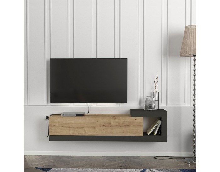 ТВ шкаф Луханка 150x29.5x38.5см дъб / антрацит []