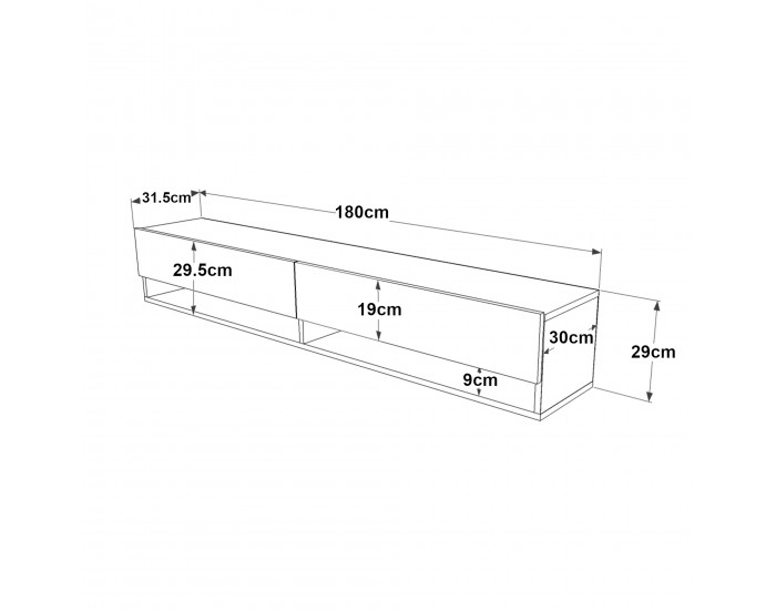 ТВ маса Laitila 180x31.5x29.5cm черна []