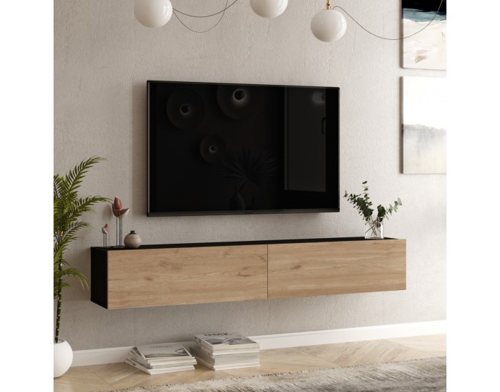 Lapinlahti ТВ маса 180 x 31,5 x 29,5 cm черно/дъб []