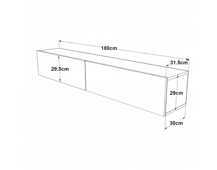 Lapinlahti ТВ маса 180 x 31,5 x 29,5 cm черно/дъб []