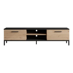 ТВ маса Lempäälä с 2 отделения за съхранение 160 x 35 x 39 см дъб/черен [] - Sonata G
