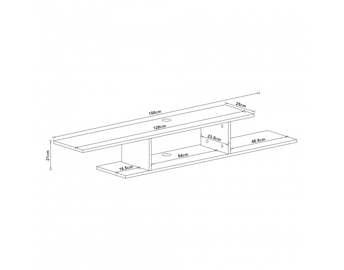 Стенен рафт за телевизор Støvring White []