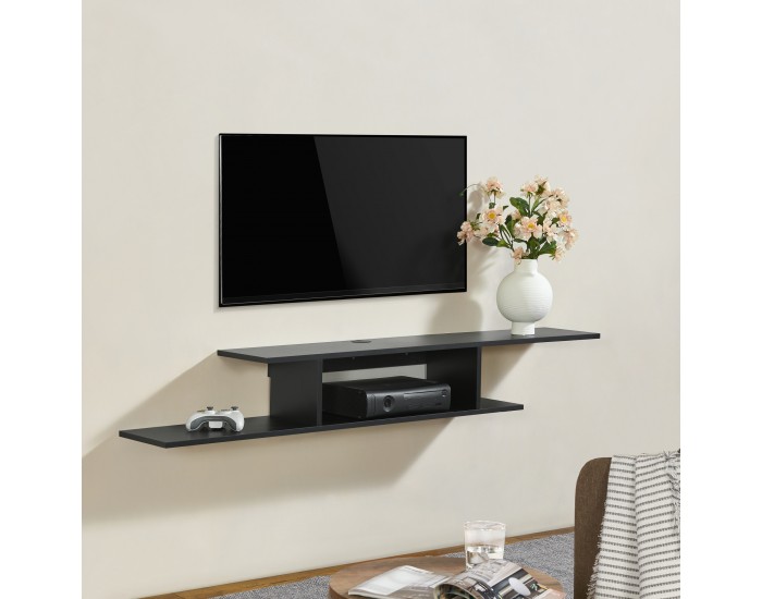 Стенен рафт за телевизор Støvring Черен []