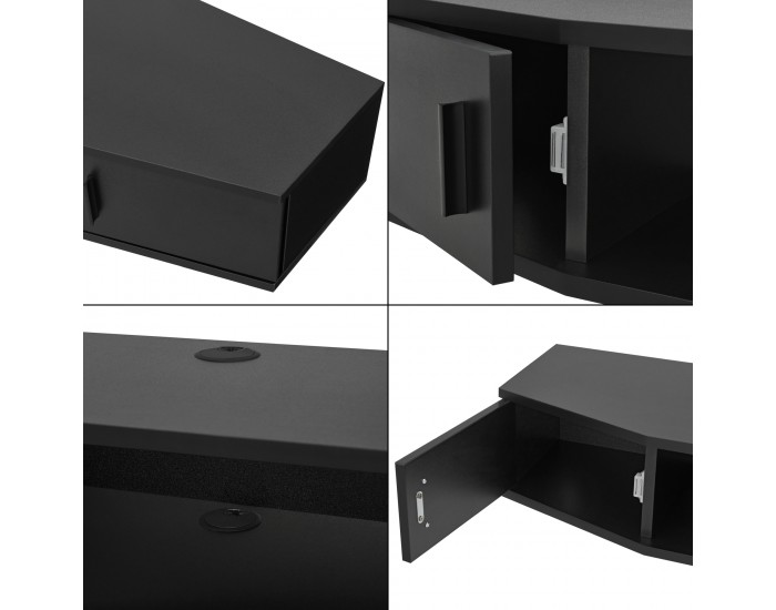 Стенен рафт за телевизор Tørring черен []