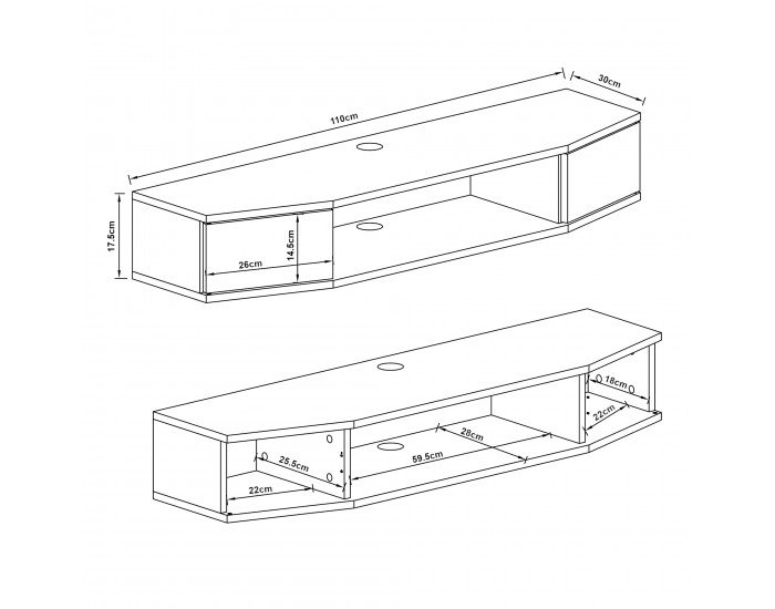 Стенен рафт за телевизор Tørring черен []