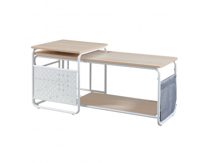 ТВ маса Dyrøy с масичка бяло/дъб []